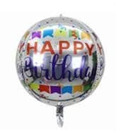 בלון אורבז 22"- HBD כסוף נקודות 3D