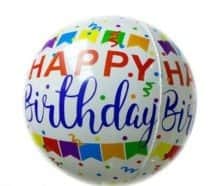 בלון אורבז 22" - HBD לבן צבעוני נק' 3D