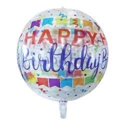 בלון אורבז 22"- HBD שקוף נקודות 3D
