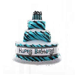 בלון מיילר בצורת עוגה HBD טורקיז