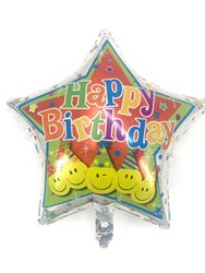 בלון מיילר 18" - כוכב צבעוני HBD סמיילי