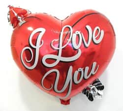 בלון מיילר לב מודפס 18" - עם חץ LOVE
