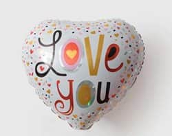 בלון מיילר לב 18"- I LOVE YOU לבן נק' צבעוני