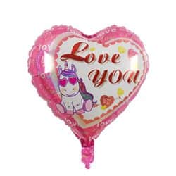 בלון מיילר לב 18" - ILY חד קרן ורוד