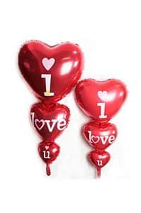 בלון מיילר לבבות שכבות אדום I LOVE YOU