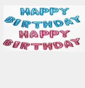 סט בלונים - HBD - כחול כוכבים לבן