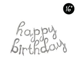 סט בלונים HBD כסף כתב עגול