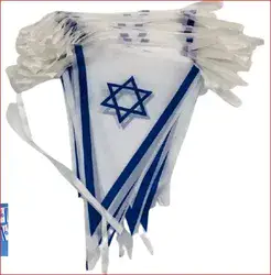 שרשרת דגלים משולשים בד ישראל 28*20 אורך 4 מטר 10 דגלונים / 6 יח במארז